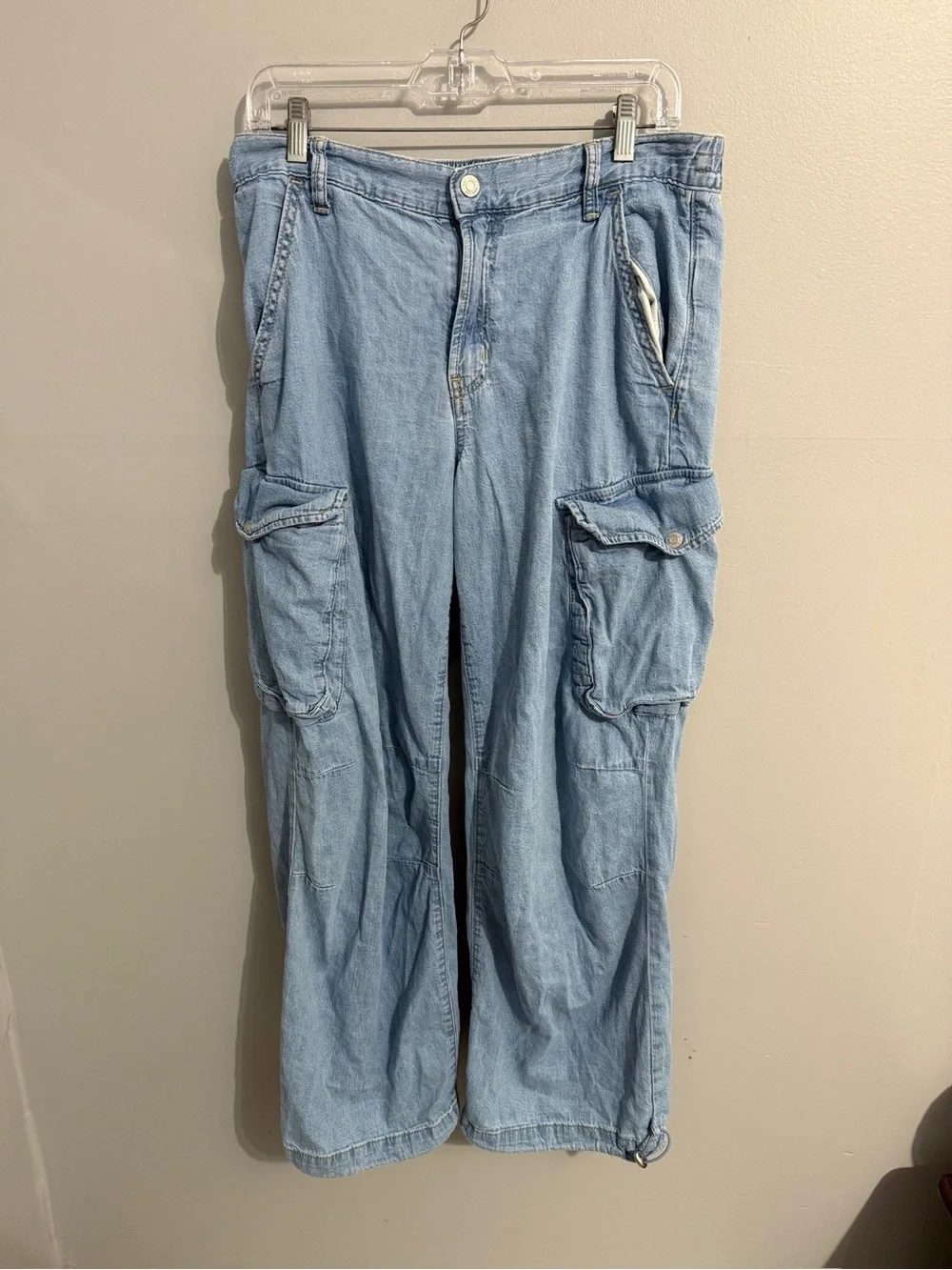 Gap Jeans Womens 10 Wide Leg Baggy Cargo Mid Rise Light Wash Street Modern y2k